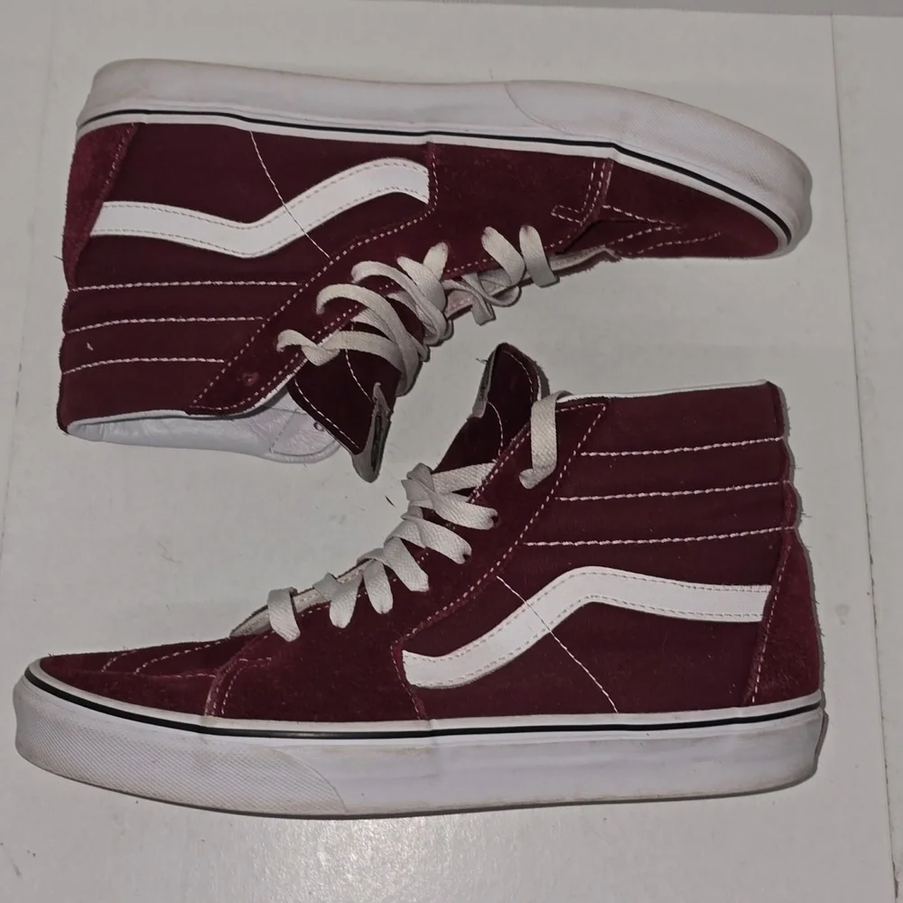 Vans SK8-Hi Sneakers Color Burgundy Canvas Suede Mens Size 9 Womens Size 10.5